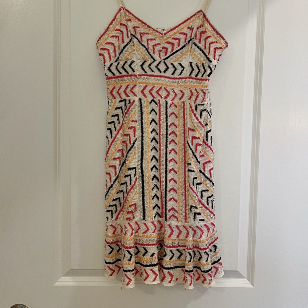 Parker Beaded Sequin Silk Cocktail Mini Dress - Picture 2 of 7